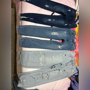 Set of Distressed Denim Jeans